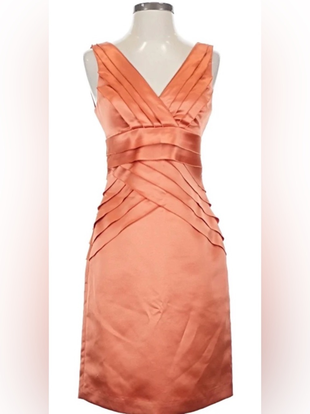 Max & Cleo Coral Satin Midi Dress - Picture 2 of 11